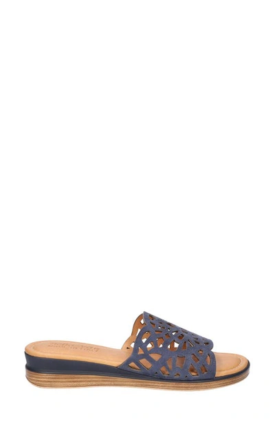 Shop Bella Vita Cas-italy Wedge Slide Sandal In Navy Italian Leather