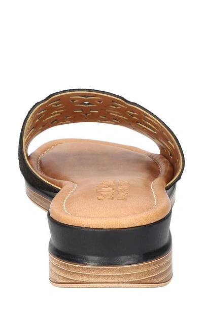 Bella Vita Cas-italy Womens Cushioned Footbed Leather Slide Sandals In Black Italian Leather