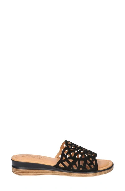 Bella Vita Cas-italy Womens Cushioned Footbed Leather Slide Sandals In Black Italian Leather