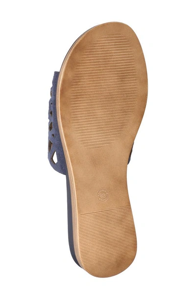 Shop Bella Vita Cas-italy Wedge Slide Sandal In Navy Italian Leather
