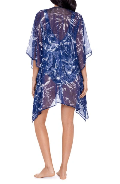 Shop Miraclesuit Tropica Toile Cover-up Caftan In Midnight Blue