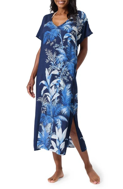 Shop Tommy Bahama Palmera Isle Cover-up Caftan In Mare Navy