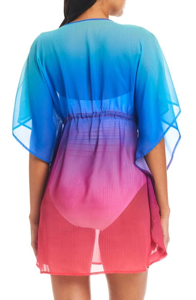 Shop Bleu By Rod Beattie Heat Of The Moment Chiffon Cover-up Caftan In Blue/ Pink Multi