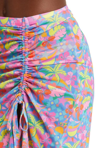 Shop Kulani Kinis Ruched Cover-up Midi Skirt In Rio Rainbow