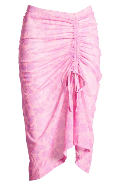 Shop Kulani Kinis Ruched Cover-up Midi Skirt In Fuchsia Fever