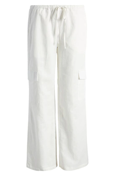 Shop Edikted Lyric Cotton Cover-up Cargo Pants In White