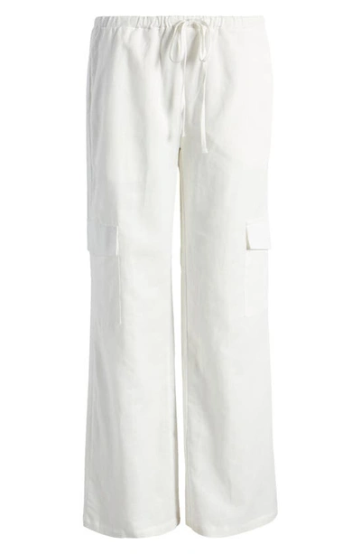 Edikted Women's Linen Low Rise Cargo Pants In White