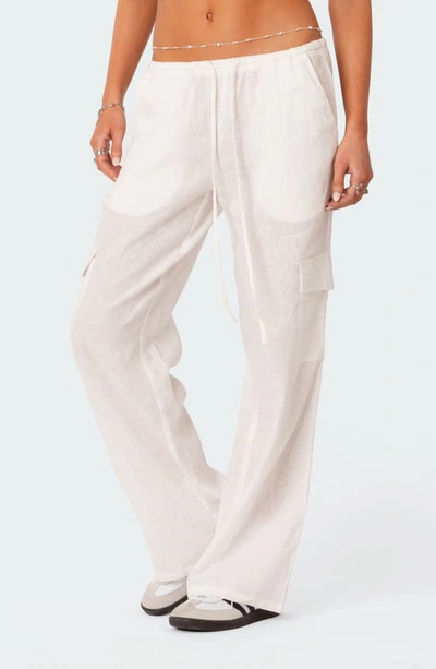 Shop Edikted Lyric Cotton Cover-up Cargo Pants In White