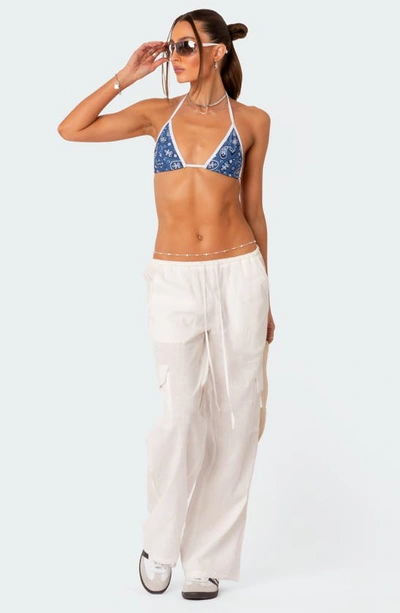 Edikted Women's Linen Low Rise Cargo Pants In White