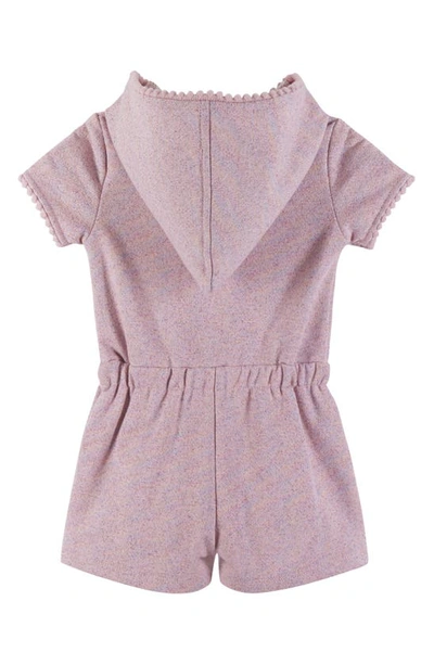 Shop Andy & Evan Hooded French Terry Cover-up Romper In Pink Lurex