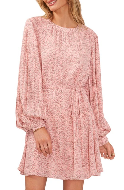 Shop Vince Camuto Abstract Floral Long Sleeve Dress In Pink Orchid