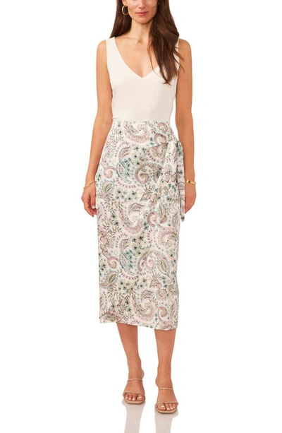 Shop Vince Camuto Paisley Wrap Front Midi Skirt In New Ivory