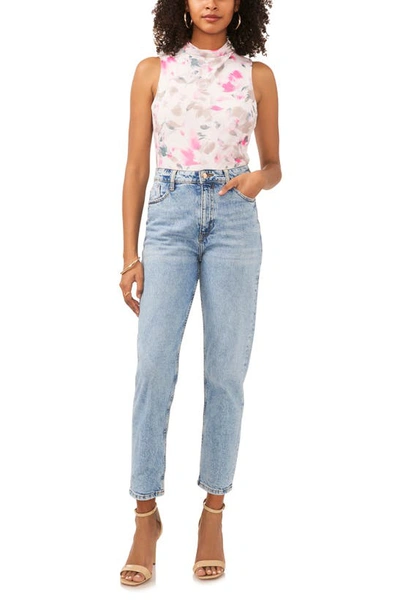 Vince Camuto Floral Mesh Tank In New Ivory