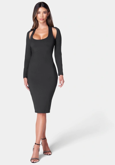 Shop Bebe Cutout Knit Bodycon Dress In Black