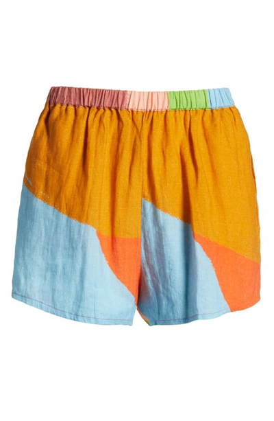 Shop Vitamin A Tallows Linen Cover-up Shorts In Abstract Eco Linen