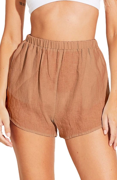 Shop Vitamin A Tallows Linen Cover-up Shorts In Desert Ecolinen