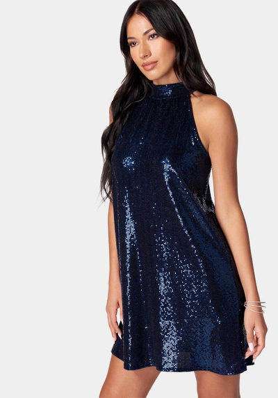 Bebe A Line Disco Dot Dress In Navy