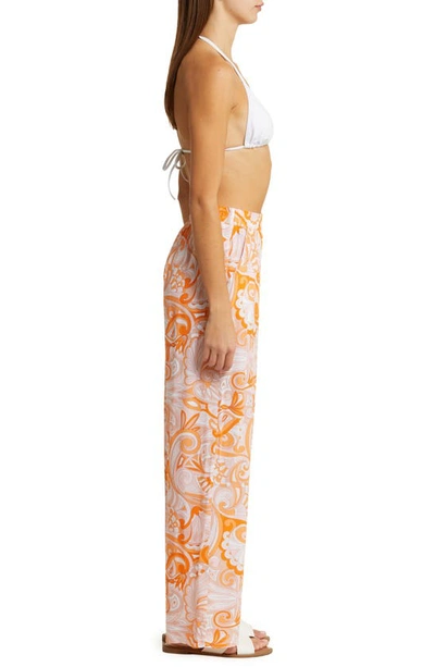 Shop Melissa Odabash Olivia Wide Leg Cover-up Pants In Mirage Orange
