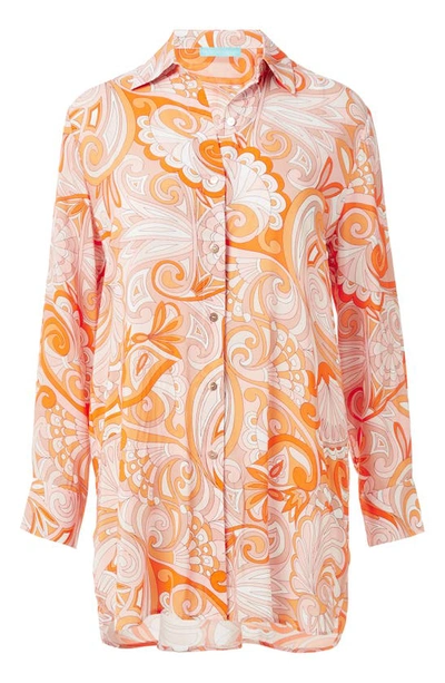 Shop Melissa Odabash Paige Cover-up Shirt In Mirage Orange