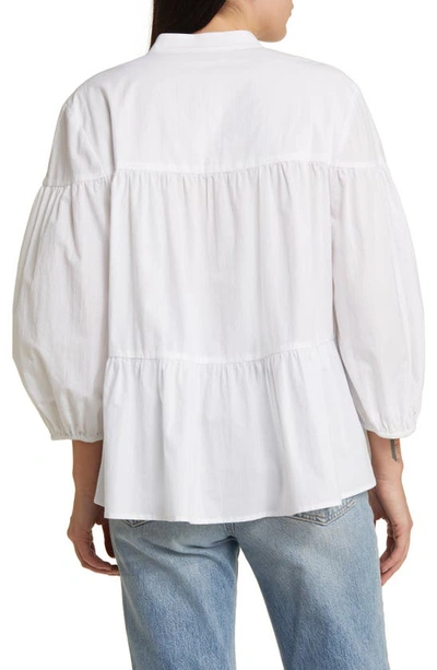 Shop Wayf Addison Tiered Cotton Popover Top In Ivory