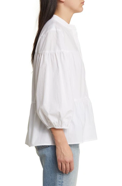 Shop Wayf Addison Tiered Cotton Popover Top In Ivory