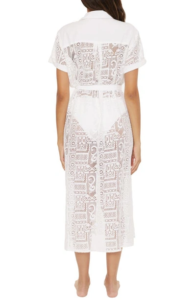Shop Becca Sheer Lace Cover-up Shirtdress In White