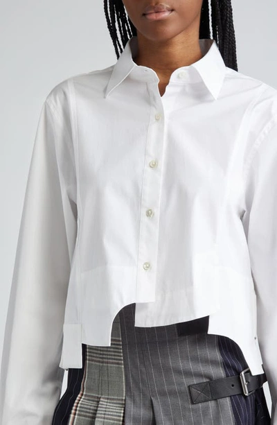 Shop Monse Deconstructed Crop Poplin Button-up Shirt In Ivory