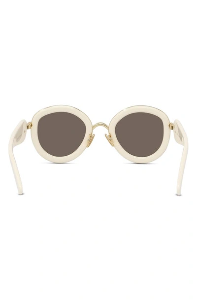 Shop Loewe 49mm Small Round Sunglasses In Ivory / Brown