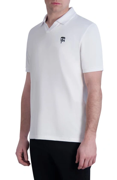 Shop Karl Lagerfeld Johnny Collar Pima Cotton Polo In White