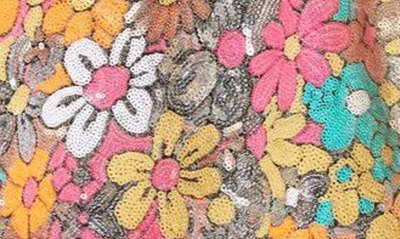 Shop La Vie Style House Floral Sequin Cover-up Caftan In Pink/orange Multi