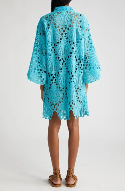 Shop La Vie Style House Shell Lace Cover-up Caftan In Turquoise