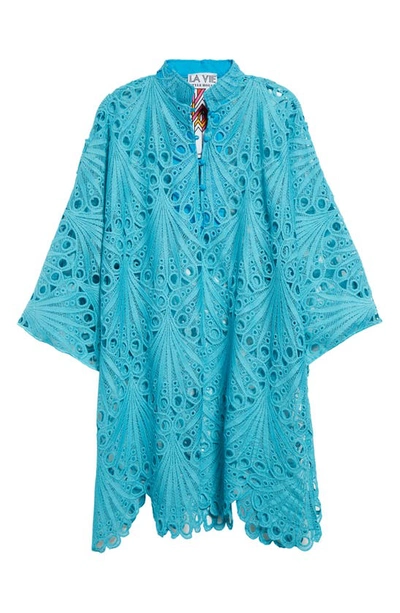 Shop La Vie Style House Shell Lace Cover-up Caftan In Turquoise