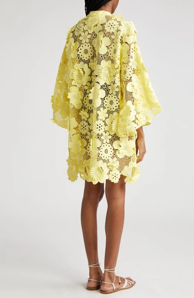 Shop La Vie Style House 3d Floral Lace Cover-up Caftan In Yellow