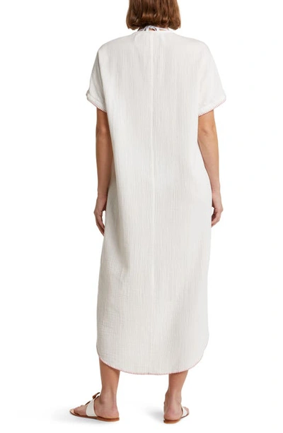 Shop Alicia Bell Cocoon Embroidered Cotton & Silk Cover-up Kaftan In White