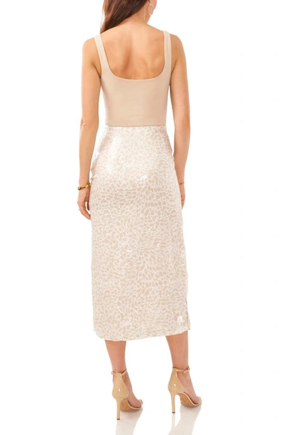Shop Vince Camuto Side Slit Sequin Midi Skirt In Clay