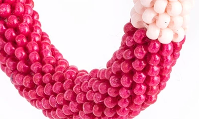 Shop Deepa Gurnani Nixie Colorblock Bead Hoop Earrings In Fuchsia