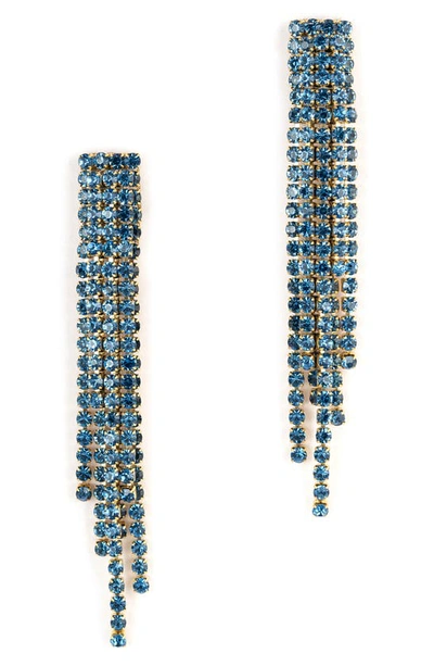 Shop Deepa Gurnani Elisa Crystal Linear Drop Earrings In Blue