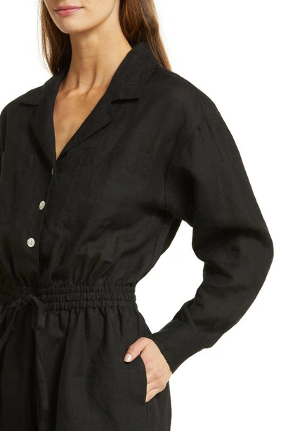 Shop Vitamin A ® Getaway Long Sleeve Linen Cover-up Romper In Black Eco Linen