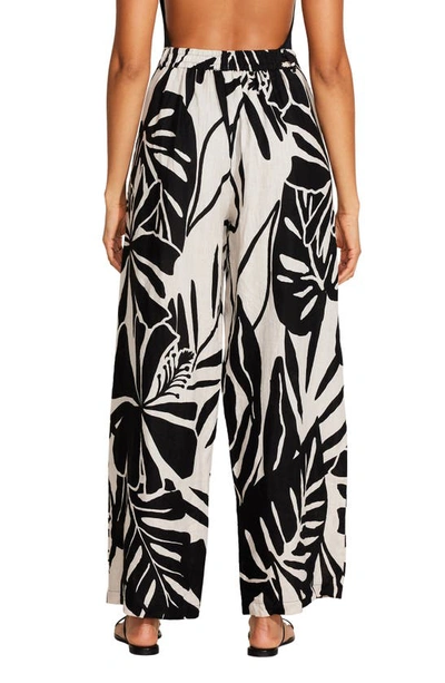 Shop Vitamin A ® The Getaway High Waist Wide Leg Linen Cover-up Pants In Graphic Jungle Ecolux