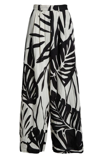 Shop Vitamin A ® The Getaway High Waist Wide Leg Linen Cover-up Pants In Graphic Jungle Ecolux