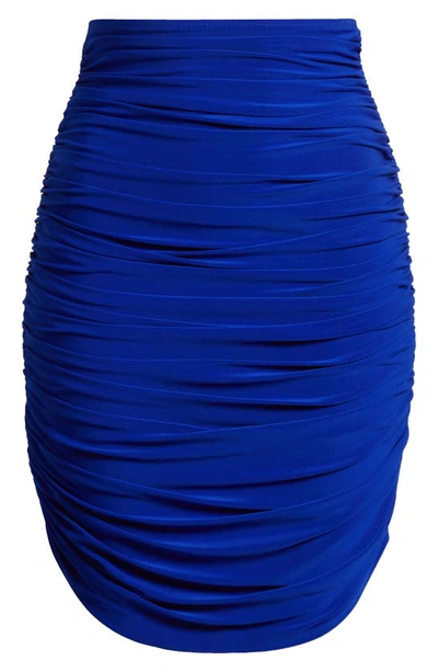 Shop Norma Kamali Shirred Cover-up Skirt In Electric Blue