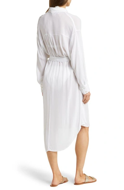 Shop Elan Long Sleeve Shirtdress In White