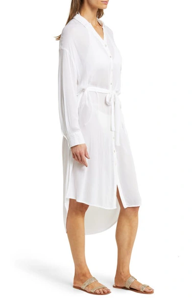 Shop Elan Long Sleeve Shirtdress In White