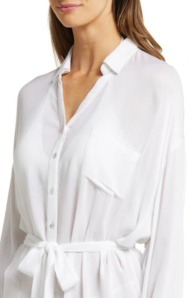 Shop Elan Long Sleeve Shirtdress In White