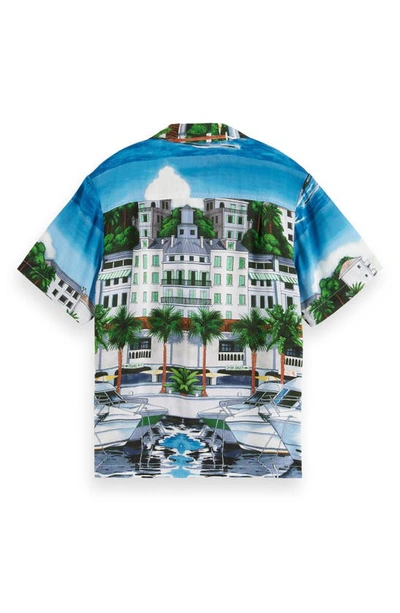 Scotch & Soda Graphic-print Button-up Shirt In Blue Scenery