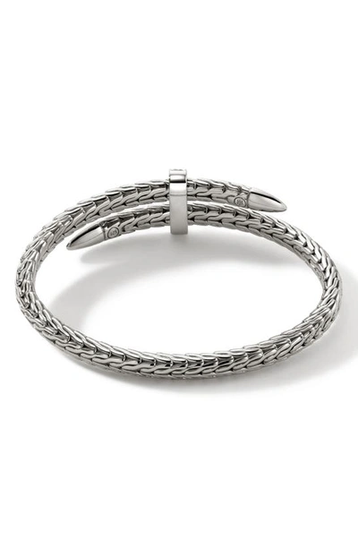 Shop John Hardy Spear Pavé Diamond Flex Bracelet In Silver