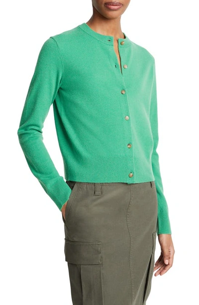 Shop Vince Wool & Cashmere Blend Button-up Cardigan In Dark Parakeet