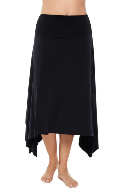 Magicsuit Handkerchief Hem Cover-up Midi Skirt In Black