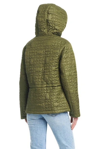 Shop Kate Spade Quilts Hooded Jacket In Spring Olive