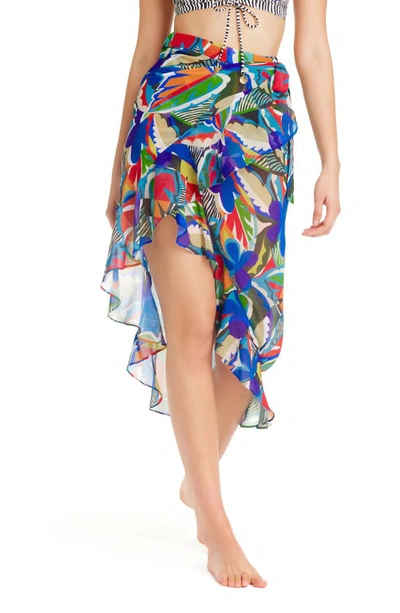 Shop Bleu By Rod Beattie The Mix Chiffon Cover-up Pareo In Black Multi